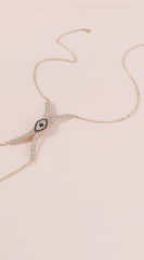Rhinestone Eye Body Waist Chain - Gold