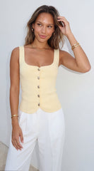 Sireya Button Up Knit Top - Yellow