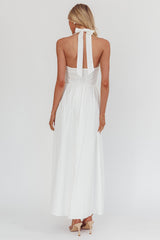 Irisa Elasticated Halter Maxi Dress White