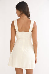 Your Knowing Cut-Out Bead Neckline Mini Dress Cream