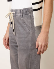 Drawstring Seam Detail Wide Leg Jeans
