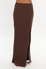 Breonna Front Split Maxi Skirt Chocolate
