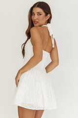 Rune Halterneck Mini Dress Applique White