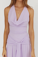 Maretha Cowl Halterneck Maxi Dress Lilac