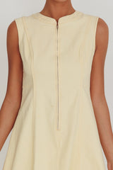 Passionate Flame Sleeveless A-line Midi Dress Beige