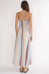 Second Glance Olga Criss-Cross Back Maxi Dress Stripe