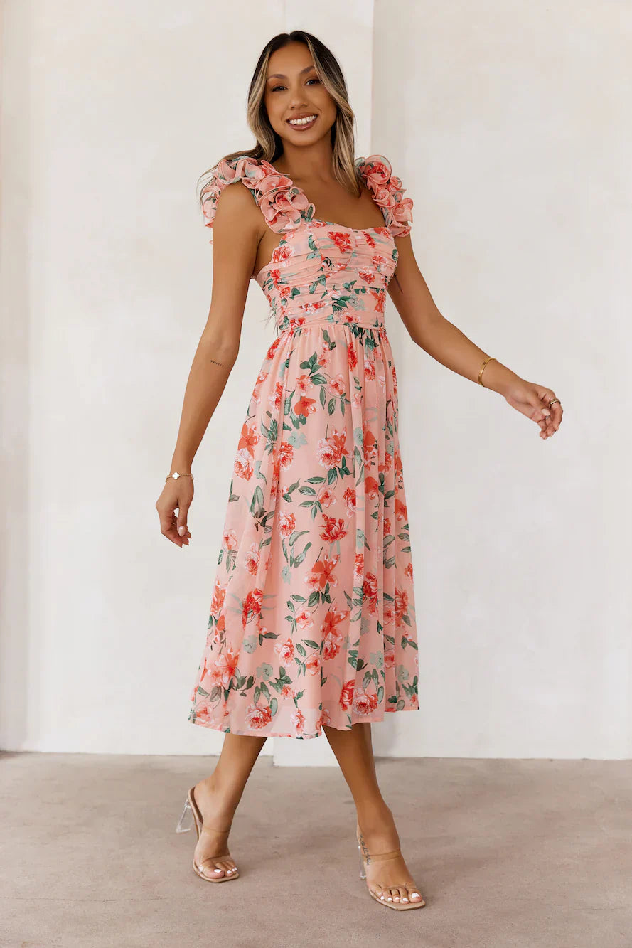 Enchanted Eden Midi Dress Pink