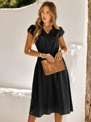 ALWAYS FALLING PAISLEY TIERED MIDI DRESS - BLACK