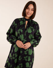 Abstract High Neck Keyhole Shift Dress