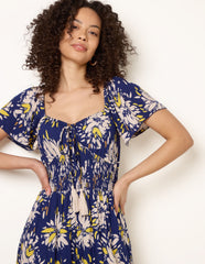 Shirred Waist Wide Leg Jumpsuit