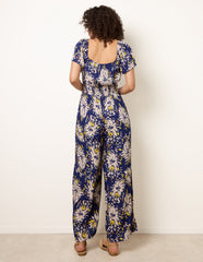 Shirred Waist Wide Leg Jumpsuit