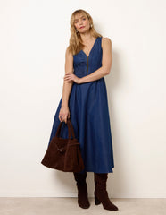 Zip Front Denim Dress