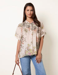 Floral Button Front Shirt