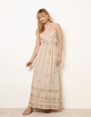Embroidered Maxi Dress With Adjustable Straps
