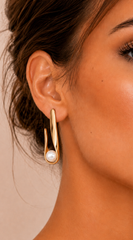 Mariselle Pearl Wrap Drop Earrings - Gold