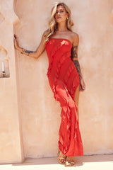 Gold Rush Maxi Dress - Red