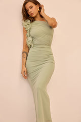 Golden Feelings Mesh Maxi Dress - Sage