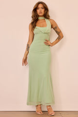 Lunaria Mesh Maxi Dress - Sage