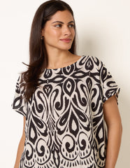 Round Neck Top With Abstract Print
