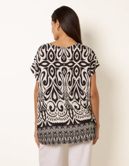 Round Neck Top With Abstract Print