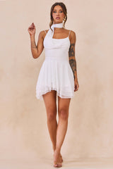 Nocturne Veil Mesh Mini Dress - White