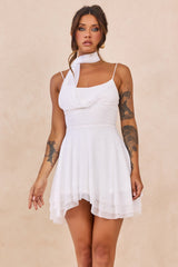 Nocturne Veil Mesh Mini Dress - White