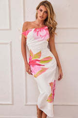 Petal Whisper Midi Dress - Pink Green