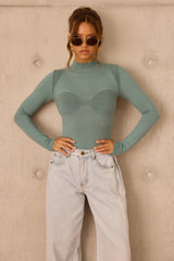 Sculpted Verse Knit Bodysuit - Sage