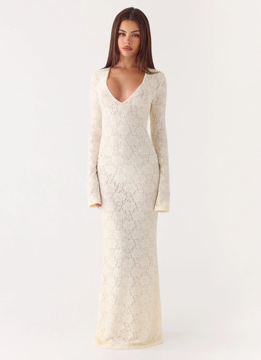 Astoria Long Sleeve Maxi Dress - Ivory