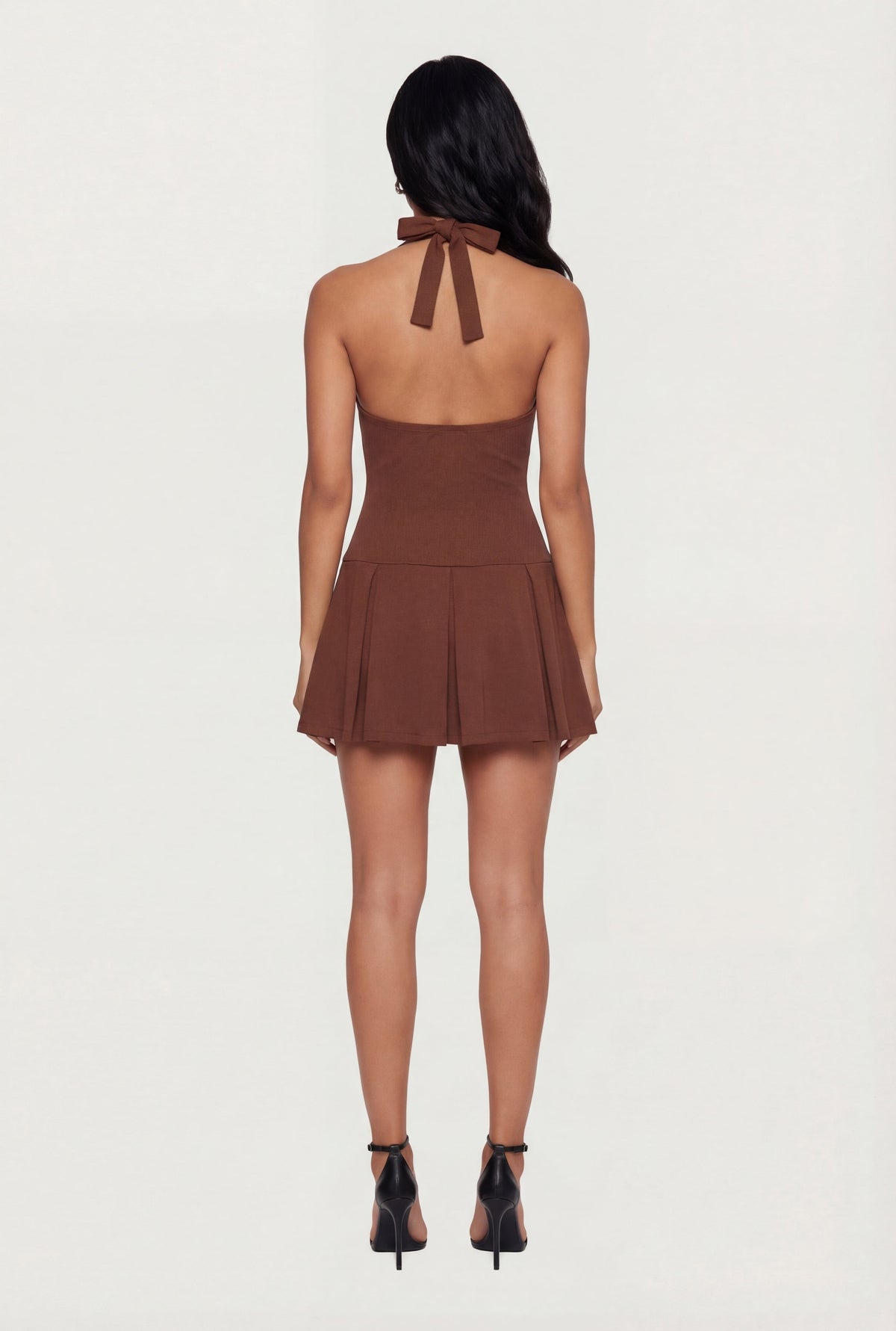 Ponte Halter Mini Skater Dress