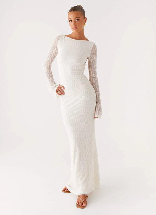 Ethereal Long Sleeve Maxi Dress - Ivory
