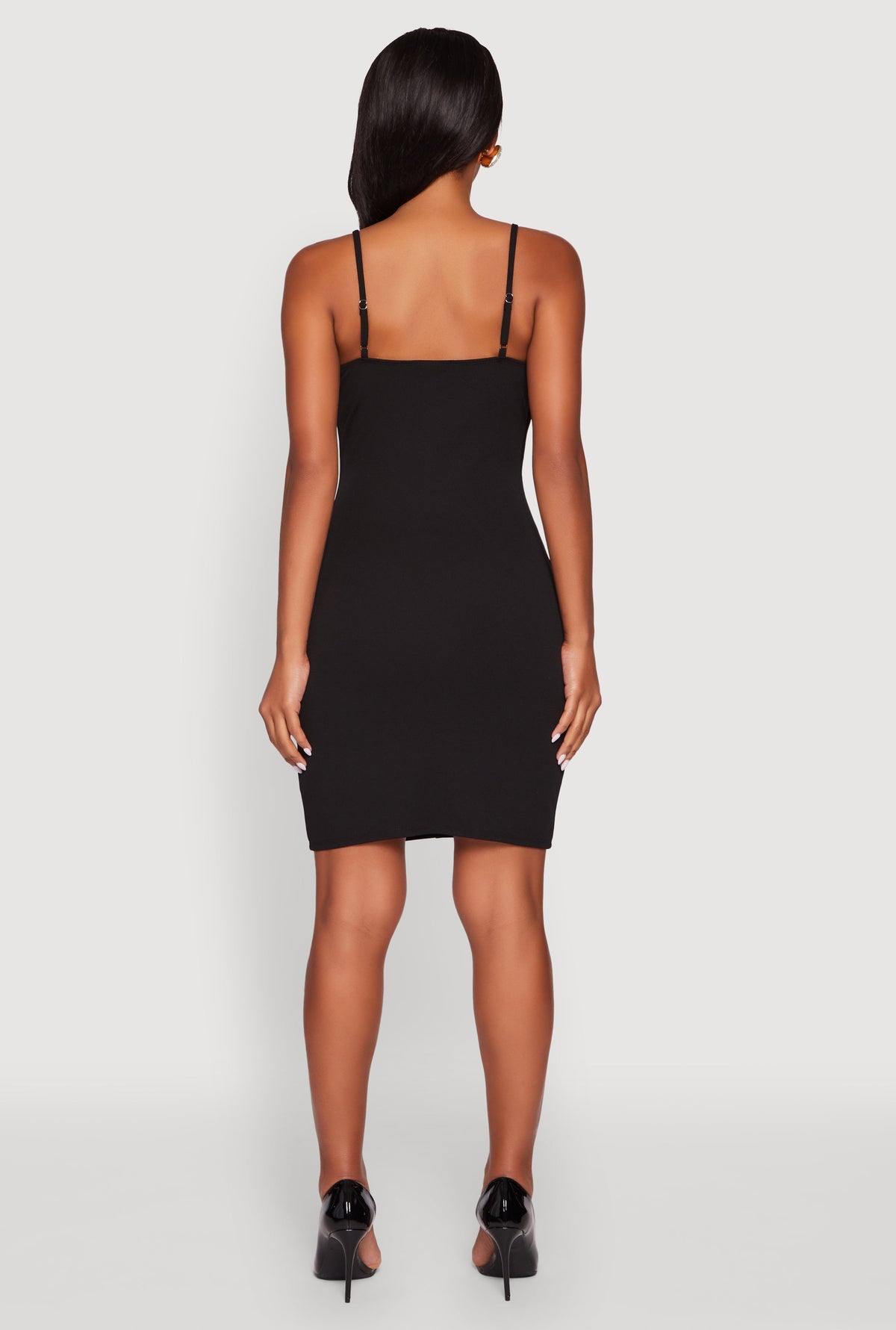 Sleeveless Crepe Knit Mini Dress with Rhinestone Bows