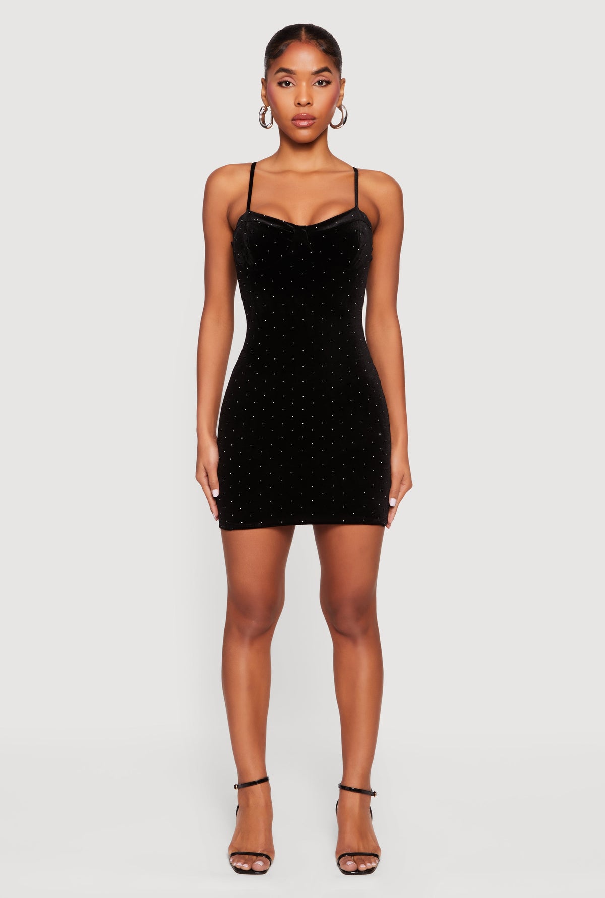 Velvet Bustier Mini Dress with Rhinestones