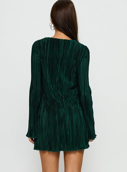 Malop Long Sleeve Mini Dress Emerald