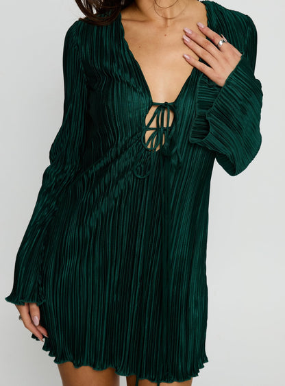 Malop Long Sleeve Mini Dress Emerald