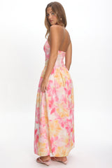 Endira Drop Waist Maxi Dress Floral Pink
