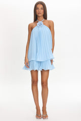 Major Crush Pleated Mini Dress Blue