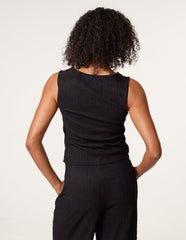 Crinkle Button Front Waistcoat
