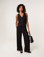 Crinkle Button Front Waistcoat