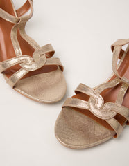 Gold Short Heel Sandals