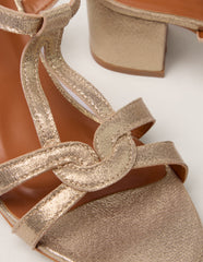 Gold Short Heel Sandals