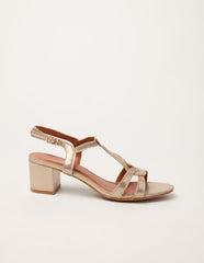 Gold Short Heel Sandals