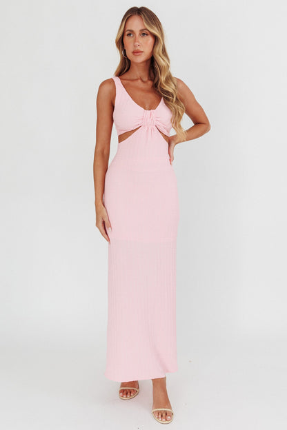 Kharissa Cut-Out Textured Maxi Dress Pink