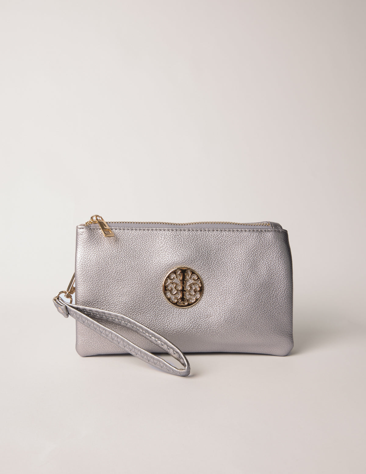 Detailed Zip Up Purse With Detachable Strap