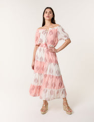 Foil Print Amber Tiered Midi Dress