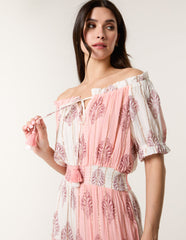 Foil Print Amber Tiered Midi Dress
