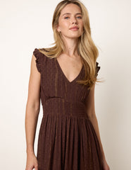 V Neck Tiered Midi Dress