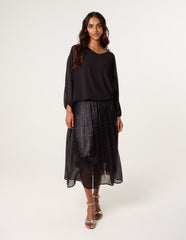 Shimmery Stud Detailed Tulle Skirt