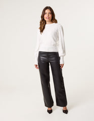 Puff Sleeve Textured Jumper