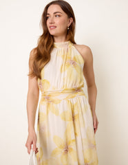 Floral Print Halter Neck Occasion Dress